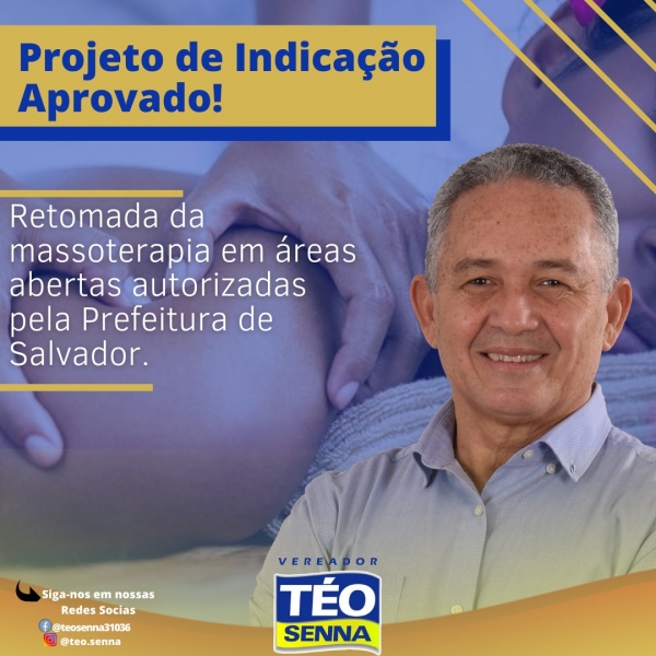 Téo Senna sugere retorno da massoterapia em áreas abertas de Salvador